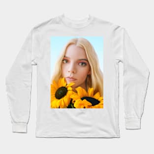 Anya Taylor-Joy featuring Sunflowers Long Sleeve T-Shirt